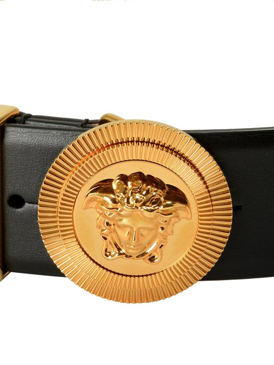 Versace Black 100%Leather Gold Medusa Head Logo Decorated Belt US 32 IT 80 main image 4